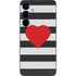 Black And White Striped Heart Galaxy S25 Plus Skin