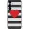 Black And White Striped Heart Galaxy S24 Plus Skin
