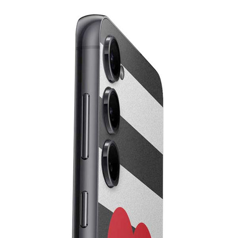 Black And White Striped Heart Galaxy S24 Plus Skin