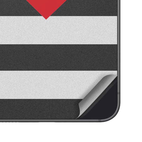 Black And White Striped Heart Galaxy S25 Plus Skin