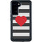 Black And White Striped Heart Galaxy S24 Plus Waterproof Case