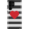 Black And White Striped Heart Galaxy S25 Ultra Impact Case
