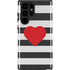 Black And White Striped Heart Galaxy S25 Ultra Impact Case