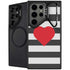 Black And White Striped Heart Galaxy S25 Ultra Kickstand Case