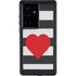 Black And White Striped Heart Galaxy S24 Ultra Waterproof Case