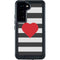 Black And White Striped Heart Galaxy S24 Waterproof Case