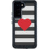 Black And White Striped Heart Galaxy S24 Waterproof Case