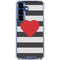 Black And White Striped Heart Galaxy S25 Clear Case