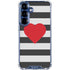 Black And White Striped Heart Galaxy S25 Plus Clear Case
