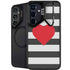 Black And White Striped Heart Galaxy S26 Kickstand Case