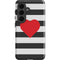 Black And White Striped Heart Galaxy S26 Plus Impact Case