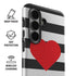 Black And White Striped Heart Galaxy S26 Plus Impact Case