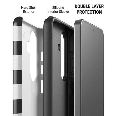 Black And White Striped Heart Galaxy S26 Plus Impact Case