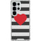 Black And White Striped Heart Galaxy S26 Ultra Clear Case
