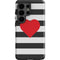 Black And White Striped Heart Galaxy S26 Ultra Impact Case