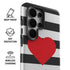 Black And White Striped Heart Galaxy S26 Ultra Impact Case