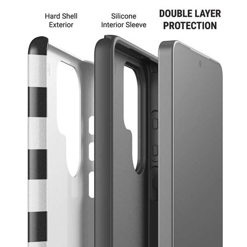 Black And White Striped Heart Galaxy S26 Ultra Impact Case