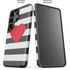 Black And White Striped Heart Galaxy S26 Ultra Impact Case
