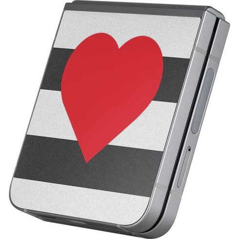 Black And White Striped Heart Galaxy Z Flip6 Skin