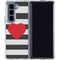 Black And White Striped Heart Galaxy Z Fold5 5G Clear Case