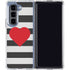 Black And White Striped Heart Galaxy Z Fold5 5G Clear Case