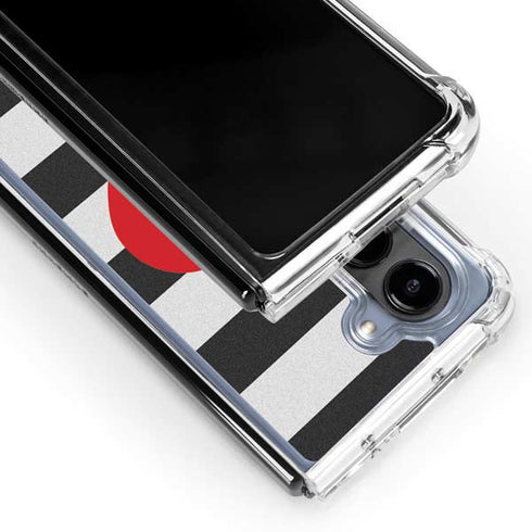 Black And White Striped Heart Galaxy Z Fold5 5G Clear Case