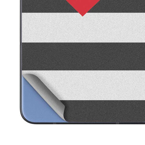 Black And White Striped Heart Galaxy Z Fold5 5G Skin