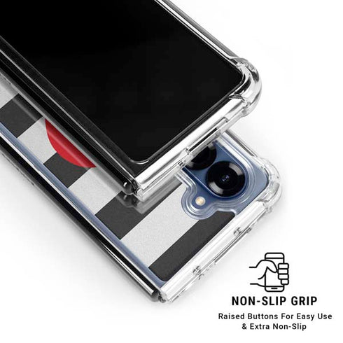 Black And White Striped Heart Galaxy Z Fold6 Clear Case
