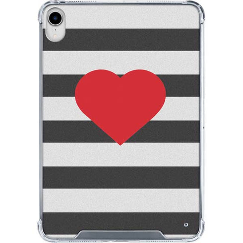Black And White Striped Heart iPad 11th Gen (2025) Clear Case