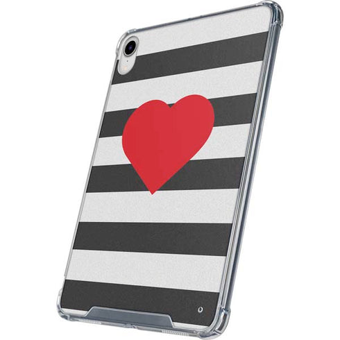Black And White Striped Heart iPad 11th Gen (2025) Clear Case