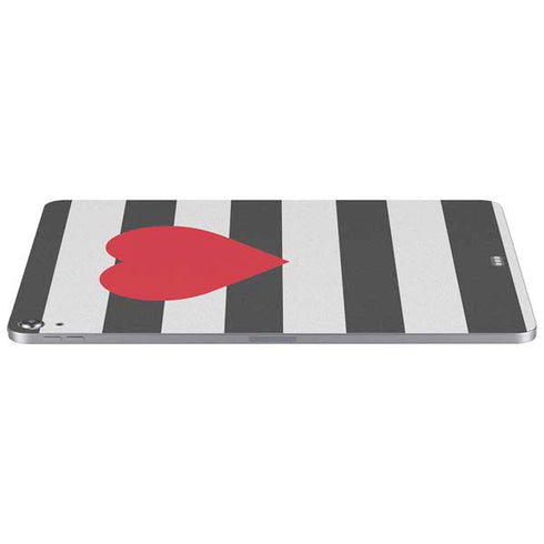 Black And White Striped Heart Apple iPad Air Skin