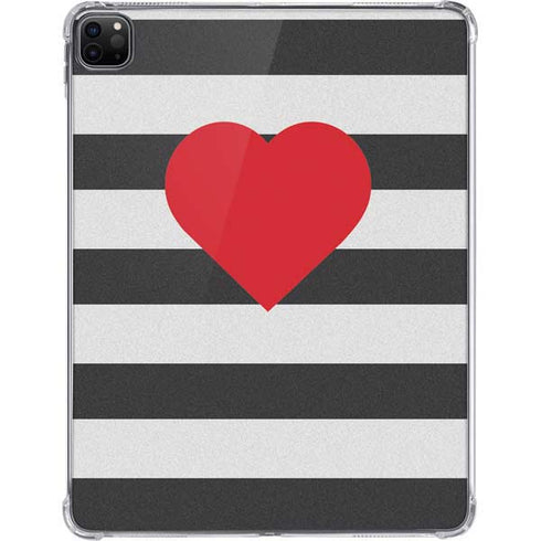 Black And White Striped Heart iPad Pro 11in (2024) Clear Case