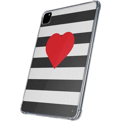 Black And White Striped Heart iPad Pro 11in (2024) Clear Case