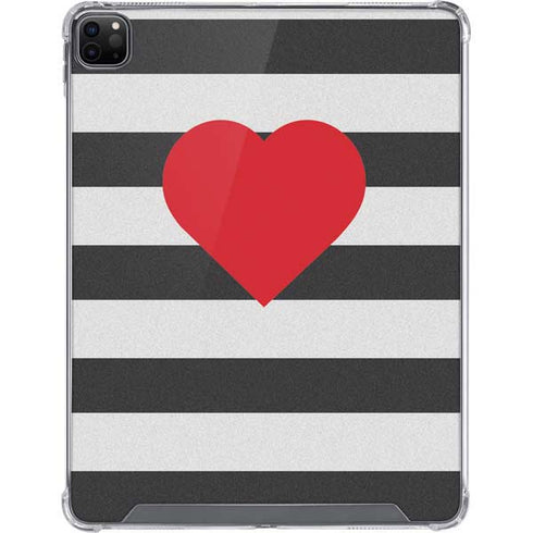 Black And White Striped Heart iPad Cases