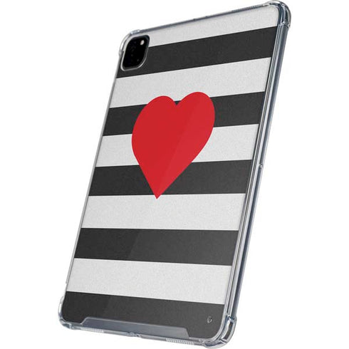 Black And White Striped Heart iPad Cases