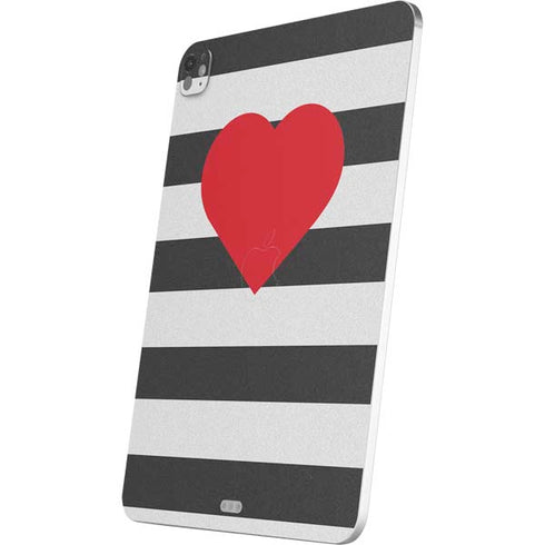 Black And White Striped Heart iPad Pro 13in M4 (2024) Skin