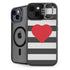 Black And White Striped Heart iPhone 13 Kickstand Case