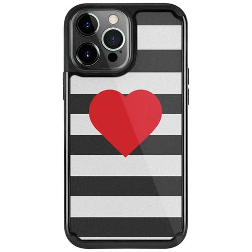 Black And White Striped Heart iPhone Cases
