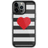 Black And White Striped Heart iPhone Cases