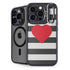 Black And White Striped Heart iPhone 13 Pro Kickstand Case