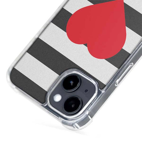 Black And White Striped Heart iPhone 14 MagSafe Case