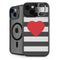 Black And White Striped Heart iPhone 14 Plus Kickstand Case