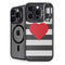 Black And White Striped Heart iPhone 14 Pro Kickstand Case