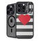 Black And White Striped Heart iPhone 14 Pro Max Kickstand Case