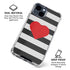 Black And White Striped Heart iPhone 15 Clear Case