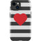 Black And White Striped Heart iPhone 15 Impact Case