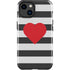 Black And White Striped Heart iPhone 15 Impact Case