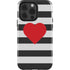 Black And White Striped Heart iPhone 15 Pro Impact Case