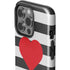 Black And White Striped Heart iPhone 15 Pro Impact Case