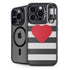 Black And White Striped Heart iPhone 15 Pro Max Kickstand Case